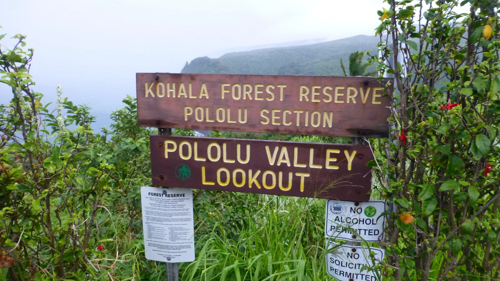 Big Island, Hawaii – Pololu Valley Lookout Schild